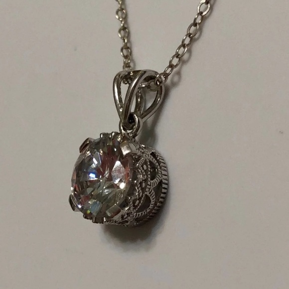 Victorian Sterling Silver Cubic Zirconia Pendant - Picture 3 of 11